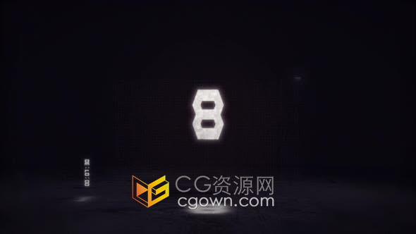 视频素材-4K分辨率倒计时10秒闪电RGB故障数字动画