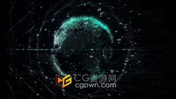 视频素材-HUD全息地球信息图表互联网科技背景动画素材