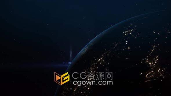 视频素材-4K三维空间感夜间宇宙深空地球转动科学天文主题背景