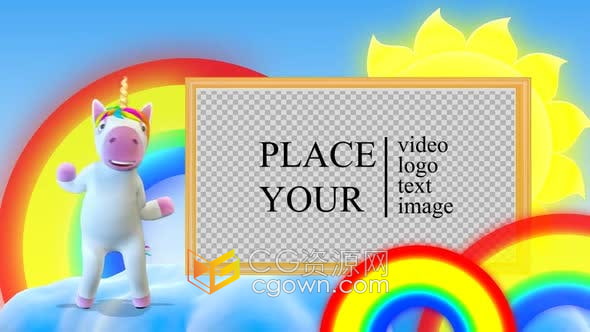 视频素材-可爱卡通独角跳舞动画制作童趣电子祝福贺卡儿童搞笑视频