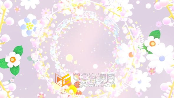 视频素材-循环穿过美丽的花环动画音乐会舞台LED墙婚礼母亲节视频背景