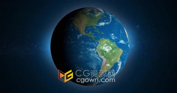 视频素材-太空视角蓝色星球地球行星自转航天科学全球化地理教育素材