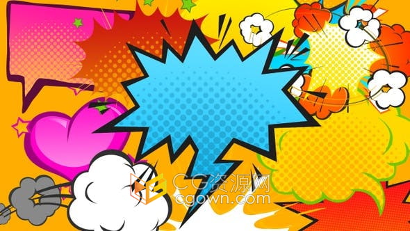 视频素材-10组卡通漫画气泡对话框图形动画视频