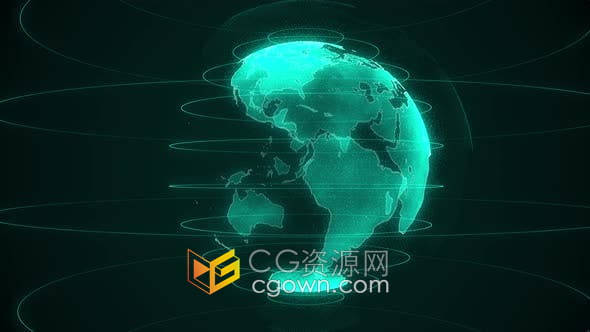 4K视频素材-科技粒子HUD地球仪抽象动画背景视频