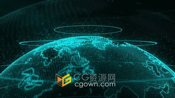 4K视频素材-4K分辨率全息粒科技子网格地球动画背景视频