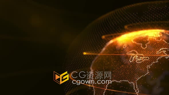 视频素材-旋转行星地球全息图粒子动画科技背景视频素材