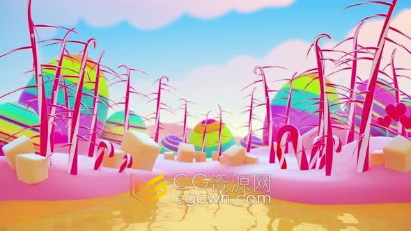 视频素材-宝贝童话幻想卡通糖果场景动画循环舞台背景视频