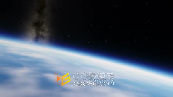 视频素材-飞行行星地球天桥与银河系天文学动态背景素材