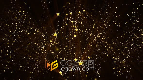 视频素材-闪闪发光五角星粒子动画活动庆祝舞台背景视频