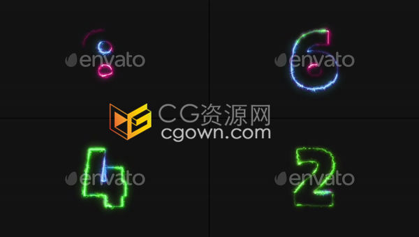 明亮多彩复古派对倒数10秒霓虹灯倒计时背景发光视频素材下载