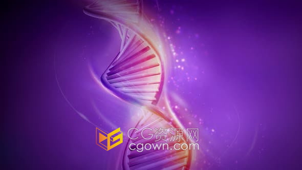 视频素材-生物化学DNA链旋转3D动画4K分辨率