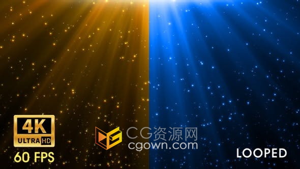 视频素材-体积光线闪闪发光粒子舞台背景视频4K分辨率