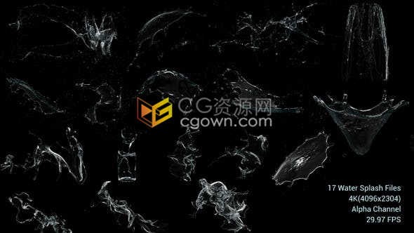 17组4K视频素材制作水特效飞溅波浪瀑布喷泉水花流体效果免费下载