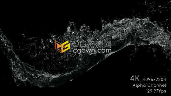 流动水模拟飞溅喷雾路径动画效果合成视频素材带Alpha透明通道4K分辨率