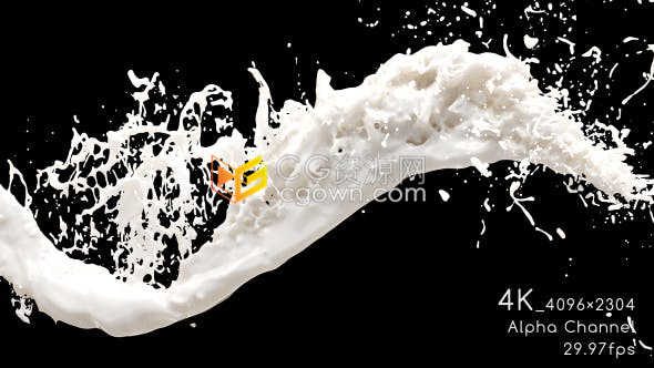 白色牛奶奶油饮料流体水特效4K视频素材带Alpha透明通道效果