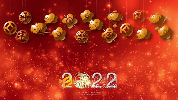 2022虎年春节元素农历新年辞旧迎新拜年贺卡背景装饰视频素材