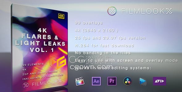 99个耀斑闪光和漏光素材抽象艺术背景4K光效视频素材下载