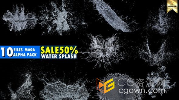 10组4K水元素慢动作微距拍摄带Alpha通道水溅水花蒸汽视频素材下载