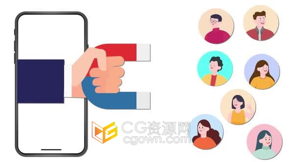 视频素材-互联网手机移动端潜在用户生成动画广告营销策略演示