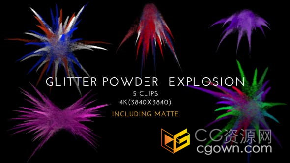 4K彩色闪光粉末爆炸慢动作展示节日庆典爆炸粒子烟雾背景元素视频素材