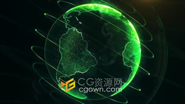 视频素材-4K全息概念数字地球旋转高亮元素未来技术商业理念宇宙视觉信号动画