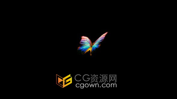 视频素材-带有美丽彩虹翅膀燕尾蝶逼真3D飞舞蝴蝶循环动画带Alpha通道