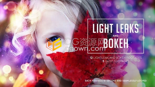 浪漫唯美红黄散景漏光循环光效视频素材及飘浮在空中的灰尘粒子背景