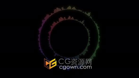 视频素材-彩色音频频谱均衡器音乐可视化两个圆圈图形动画