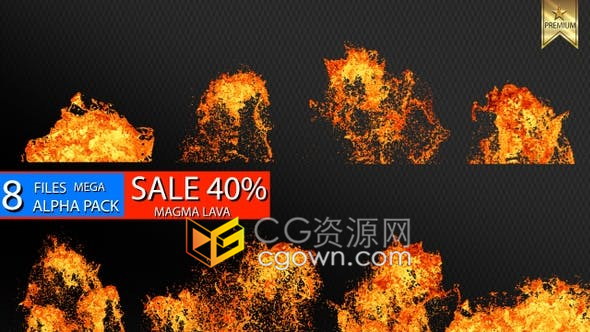 岩浆熔岩喷发慢动作微距拍摄带Alpha通道视频素材下载