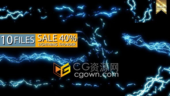 10种样式闪电能量雷电闪光4K循环视频素材下载