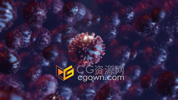 镜头中的冠状病毒3D新型冠状病毒微观特写Covid-19全球健康危机大流行动画