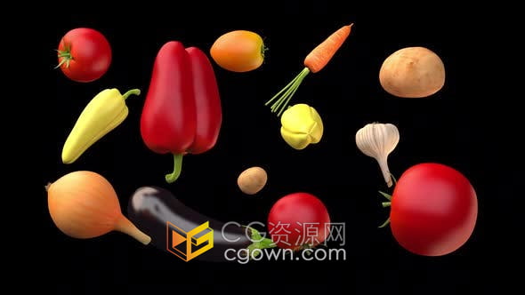 视频素材-带alpha通道的农产品绿色健康饮食蔬菜素食宣传介绍动画