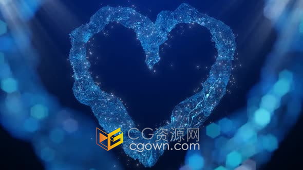 4K优雅美丽蓝心背景视差效果浪漫婚礼聚会视频素材