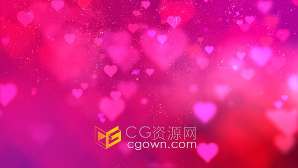 视频素材-流动心形散景闪闪发光粒子红色情人节婚礼庆典甜蜜背景