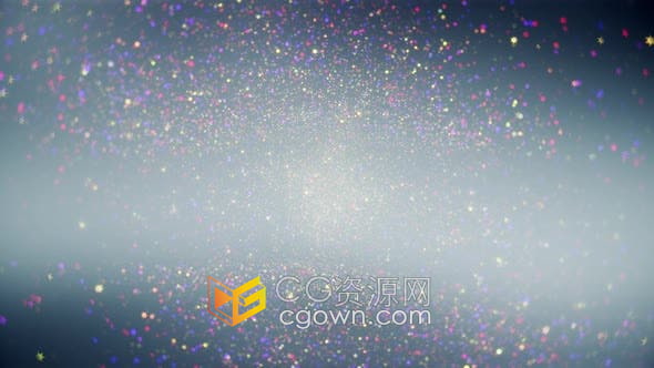 视频素材-奢华五彩纸屑旋转粒子光空间梦幻粒子婚礼舞台银色背景