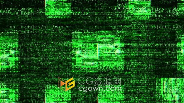视频素材-4k故障黑客代码扫描线复古磁带vhs效果技术背景