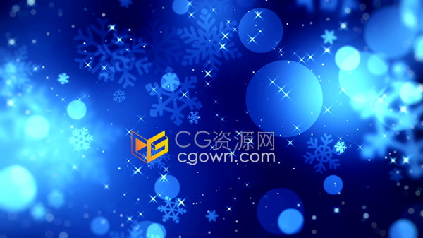 闪烁星光散景光斑雪花动画晚会LED蓝色背景视频素材下载