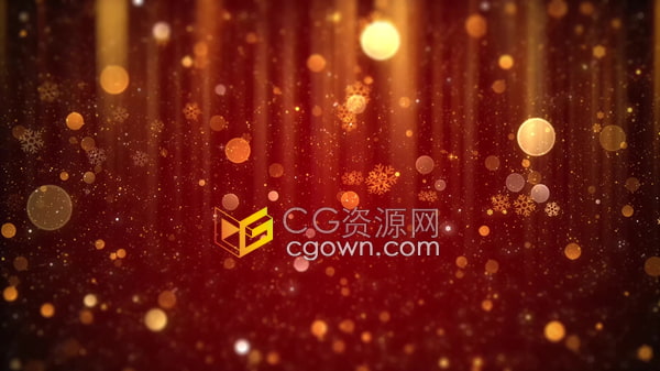 金色粒子飞向镜头雪花光斑散景动画颁奖晚会舞台LED红色背景视频