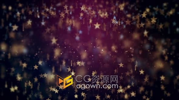 视频素材-金色蓝色星星粒子动画夜间表演晚会颁奖典礼过渡背景