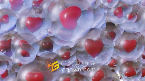 4K视频素材-玻璃心形水晶球动画过渡视频转场动画效果