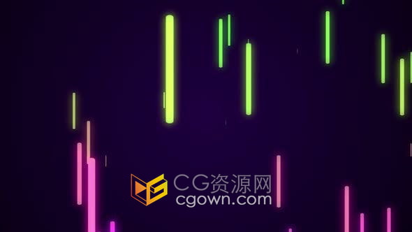 视频素材-空间中发光激光彩色直线霓虹灯线条抽象无缝循环动画