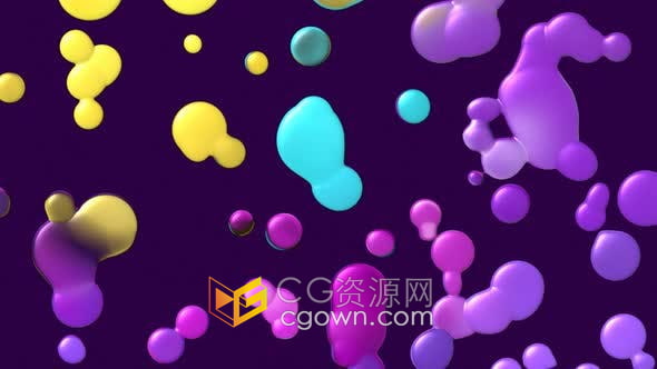 视频素材-深紫色背景上移动的彩色油漆滴儿童绘画活动课程介绍动画素材