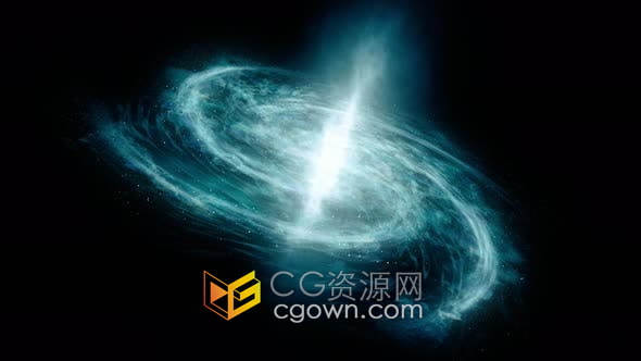 视频素材-银河系正面图3D渲染模型蓝色抽象星系背景