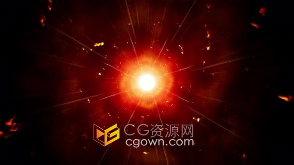 视频素材-抽象燃烧闪耀能量光泽射线火花散射循环背景