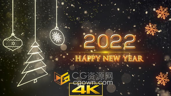 视频素材-4K新年贺卡2022年拜年祝福小视频背景