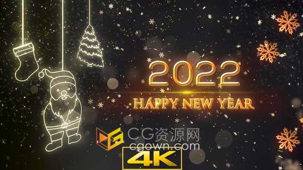 视频素材-2022新年快乐主题背景适用于新年贺卡俱乐部酒吧除夕夜倒数开场