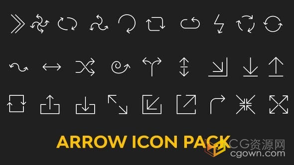 视频素材-28个简单线条元素箭头图标包免费下载