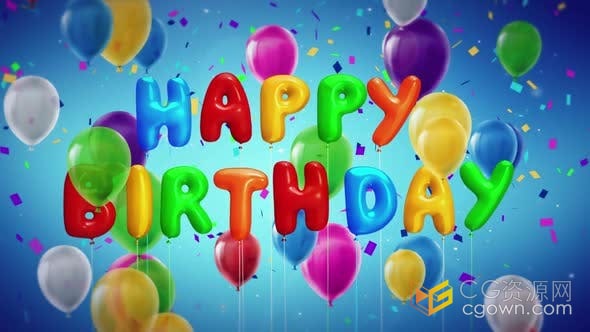 视频素材-五彩纸屑和彩色气球惊喜派对庆祝生日祝福贺卡