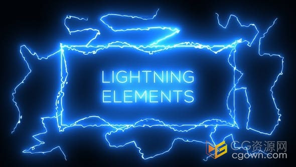 视频素材-10个蓝色能量闪电元素