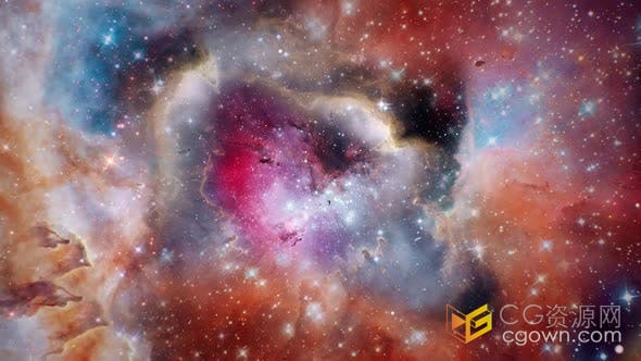 视频素材-缓慢穿越彩色星空漂亮动态壁纸抽象空间感星云背景